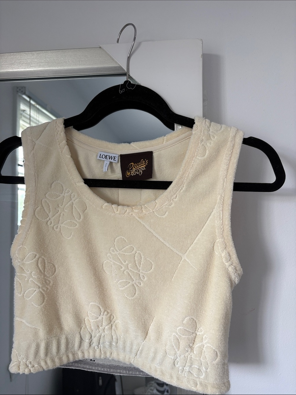 Loewe Cream Embossed Terry Cropped Tank